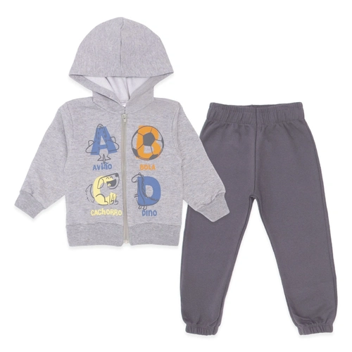 Conjunto Moletom Flanelado Jaqueta com Capuz ABCD Taita - Masculino