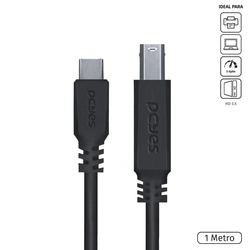 Cabo Para Impressora Usb-c Tipo-c Para Usb-b 3.0 Pcyes 1 Metro Preto - P3ucbp-1