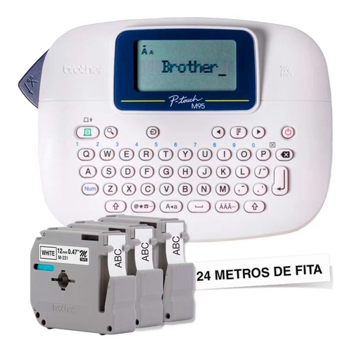 Rotulador Eletrônico Brother Com 3 Fitas Branco - Ptm95wtbp