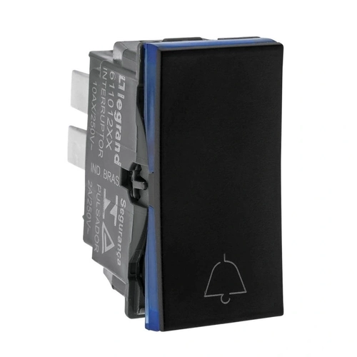 Modulo Pulsador Campainha Legrand Pial Plus+ 2a 250v B.automatico 1m  Preto  611012pt