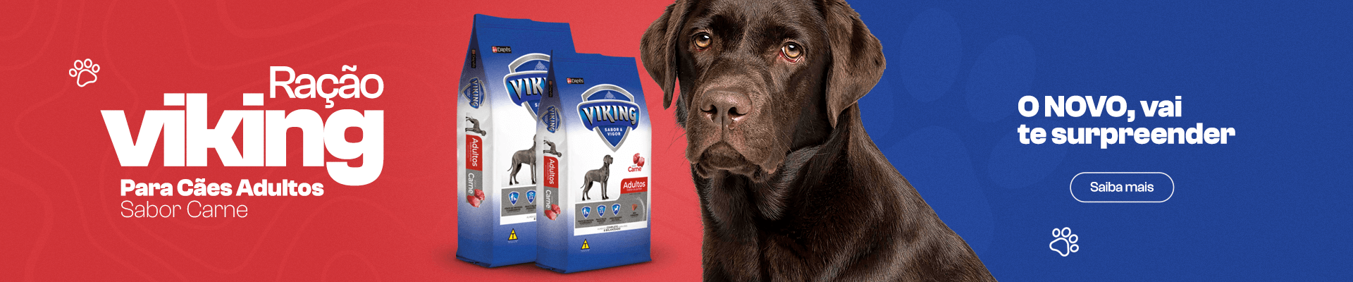 Ração Viking para Cães Adultos sabor carne - O novo vai te surpreender.