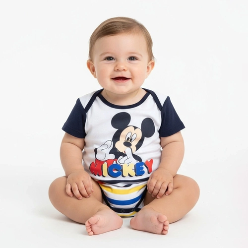 Body Manga Curta Mickey Listras Masculino - Bygus