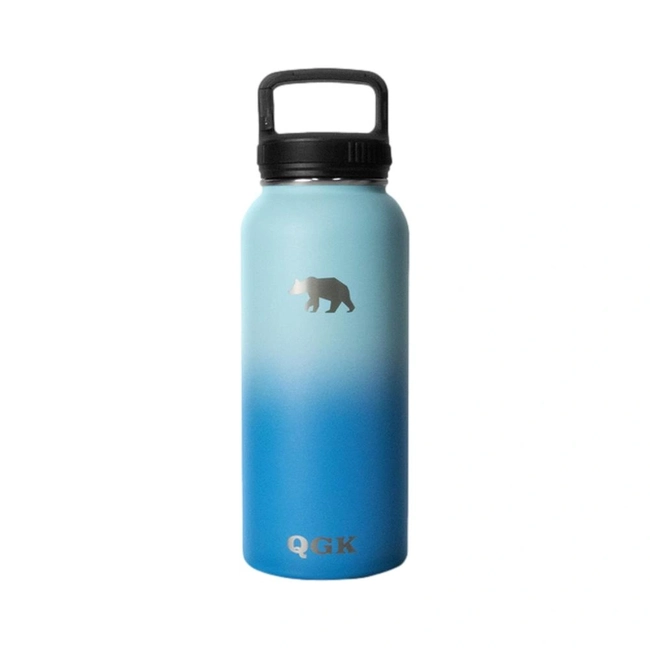 Garrafa Térmica Pl 32 Oz 946 Ml Com Tampa - QGK (Azul Escuro com Azul Claro)