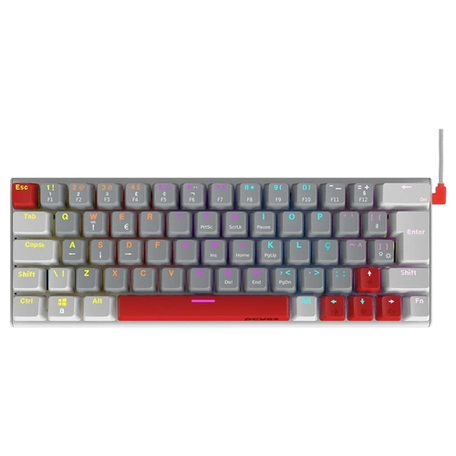 Teclado Mecanico Gamer Pcyes Kuromori White Ghost Rainbow Switch Red - Ptkmwg60rd