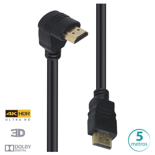 Cabo HDMI 2.0 Vinik 4k Ultra HD 3D Com 01 Conector 90º 5 Metros - H2090-5