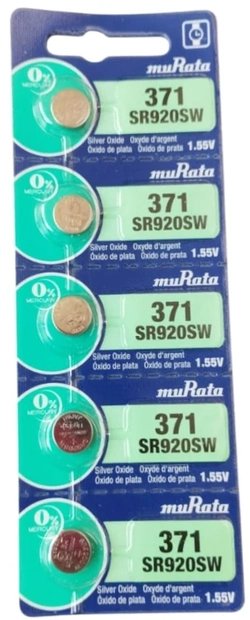 371 = 920 = 921 = 370 = G6 Murata - 1,55V cartela c/5un.