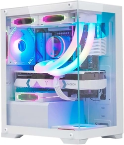 Gabinete Gamer K-mex Aquário Poseidon Branco CG-W1G4 Lateral Em Vidro Sem Fan - CGW1G4RH0010B0X