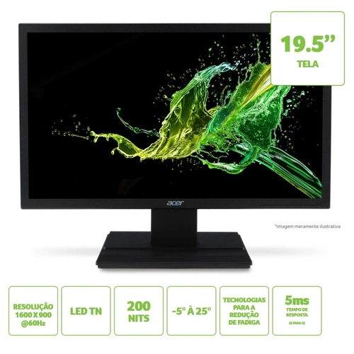 Monitor Acer V206hql Abi 19,5 Led Tn 1600x900 60hz Vga Hdmi - Um.iv6aa.a11