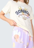 Pijama Manga Curta e Calça Sonhos Hering Bege - Feminino