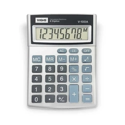 CALCULADORA DE MESA 8 DÍGITOS VIGHS V100A – VISOR LCD / FUNÇÕES BÁSICAS / COMPACTA