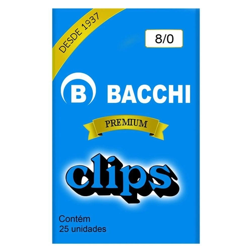 CLIPS N.8/0 GALVANIZADO CX C/25 BACCHI