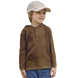 Camiseta Manga Longa com Capuz Tecido Gaze Perceft Boys - Masculina