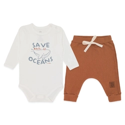 Conjunto Body Manga Longa Estampado e Calça Suedine Masculino – Mar