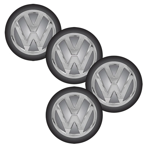 Jogo Bottom/ Emblema Para Calota Vw 51mm Degrade 4 Pecas Resinado