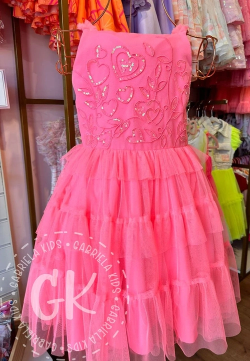 Vestido Bordado Pink com Tule