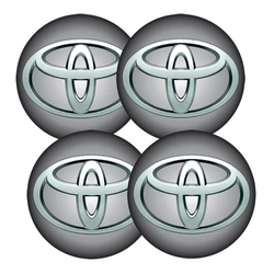 Jogo Bottom/ Emblema Para Calota Toyota 51mm Degrade 4 Peças Resinado