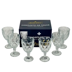 Conjunto de Taças Cristal Ecológico Diamante 330ml Com 6 Peças Transparente - Bela Flor