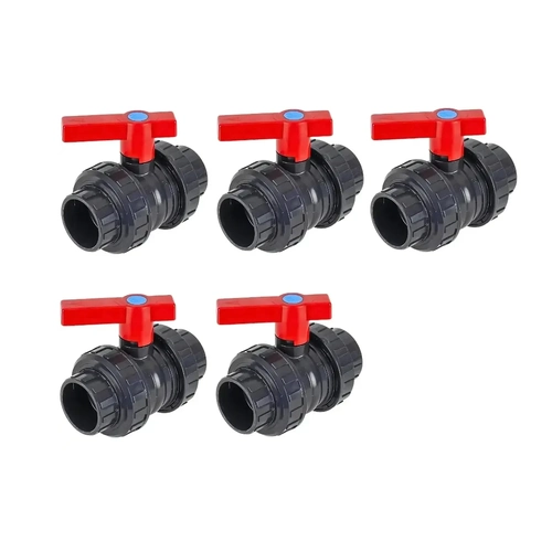 Kit 5 Registros Em Pvc P/ Piscina Com 2 Uniões 50mm