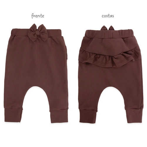 Calça com Laço e Babado Suedine Feminina – Ursinho Fofo