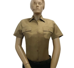 Camisa Social Bege EB Feminina (Manga Curta)