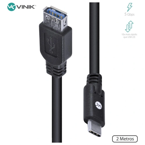Cabo Usb Tipo c para Extensor Usb a Fêmea V3.2 Gen1 5gbps 2 Metros - C32uaf-2