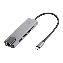 Hub Dock Multilaser Usb Tipo-c 5 Em 1 Com Hdmi 4k, Rj45 Ethernet, Usb 3.0 e Power Delivery 100w