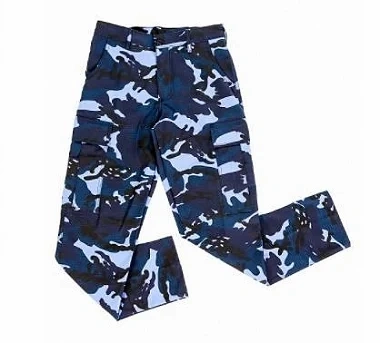 Calça Tática Camuflada Azul Woodland (6 Bolsos)