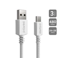 Cabo para Celular Carregamento Usb a 2.0 Macho P/ Usb Tipo-c - Branco - 3 Metros - Nylon - Cbpy03b