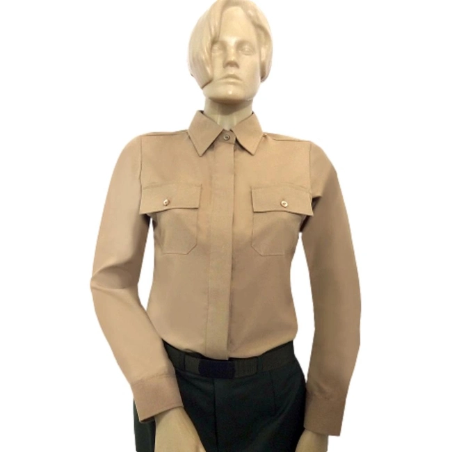 Camisa Social Bege EB Feminina (Manga Longa)