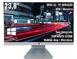 All In One Grasep D-AI05 Intel i5 5300u 2.9GHz 8GB Ssd 512Gb Tela 23,8 LED - FULL HD Wi-Fi 5.0 Bluetooth 4.2