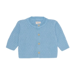 Casaquinho Tricot Trançado Azul Bebê Masculino - Mini & Co