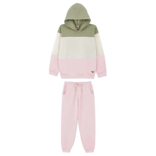 Conjunto Recortes com Capuz e Calça Moletom Lik Kids - Feminino