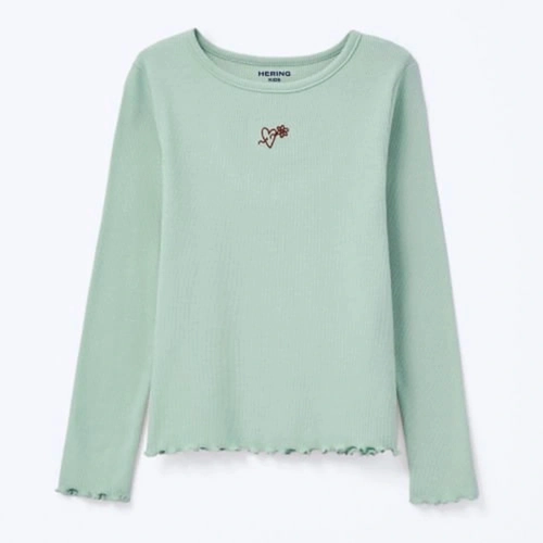 Blusinha Manga Longa Canelada Verde Hering - Feminina