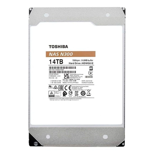 HD Interno Toshiba 14TB 3.5 N300 NAS - HDWG51EXZSTA