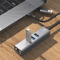 Hub Usb-C Tipo-C C3tech 3 Portas 3.0 + Rj45 - HU-LAN1000GY