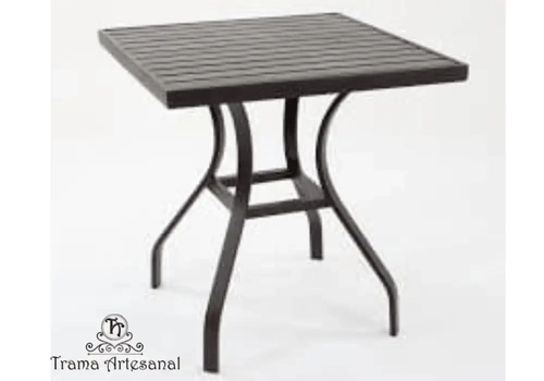 Mesa  Colorado Quadrada com Tampo Ripado de Aluminio