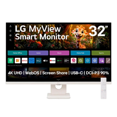Monitor Lg Myview Smart Tela Uhd 4k 32" Webos Thinq Home Air Play Screen Share Bluetooth - 32sr73u-w.awzm