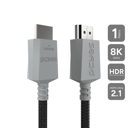 Cabo Hdmi Pcyes Ultra 2.1 8k 1080/144hz - Conector Cinza - 1 Metro - Nylon - Phu21p