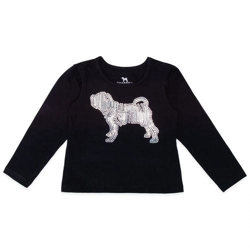 Camiseta Manga Longa Cotton Bordada Lantelouja Preta Charpey - Feminina