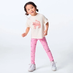 Conjunto Camiseta Manga Curta e Legging Estampada Onça Hering - Feminino