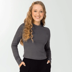 Blusa Manga Longa Canelada Peletizado Cativa - Feminina