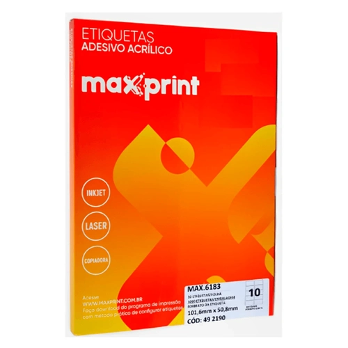Etiqueta Adesiva Maxprint Carta 6183 101,6 X 50,8mm com 100 Folhas