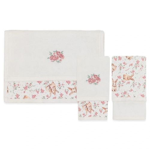 Kit de 2 Toalhas de Boca Suedine com Forro Atoalhado Feminino –  Floral Coelha