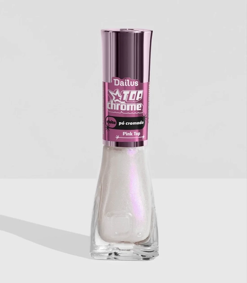 Esmalte Dailus Top Chrome – Efeito Pó Cromado – Pink Top 8ml