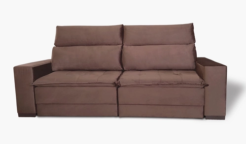 Estofado Retrátil e Reclinável Safira 2,60mt - Suede Marrom