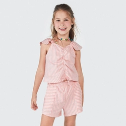 Regata Cropped Vermelha com Franzido e Babados Hering - Feminino