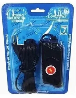 Extensão elétrica 3 tomadas 5 metros 10A  AM-002/BZ AM-002N/S1 - Compolux