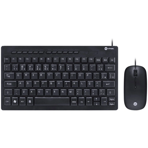 Kit Mini Teclado e Mouse Usb Corp Flat - Teclas Chocolate - Mouse 1200dpi Cabo 1.8m Preto - Vinik - Dc120