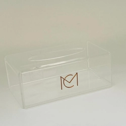 Caixa Luvas/Papel/máscara Cristal - Logo alto relevo inicial ou desenho