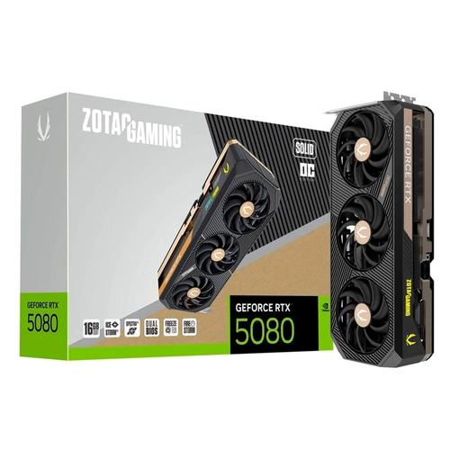 Placa de Vídeo Zotac NVídia GeForce RTX 5080 Solid 3X OC, 16GB, GDDR7, 256 Bits - ZT-B50800J-10P